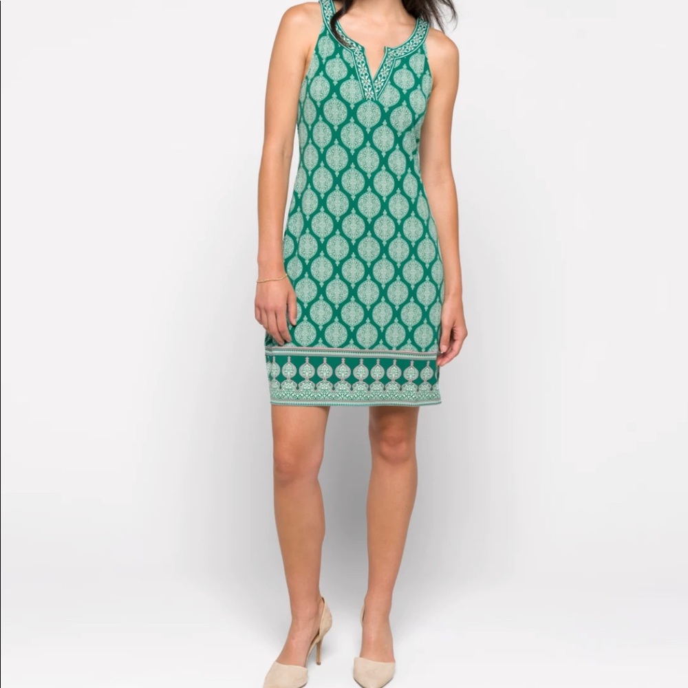 Alhambra Embroidered Trim Knit Green Dress